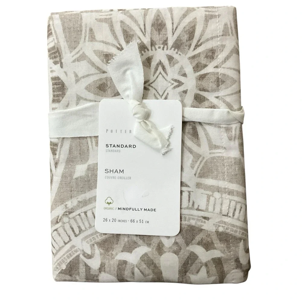 Pottery Barn Pillow Sham Riley Medallion‎ Organic Cotton Standard 26